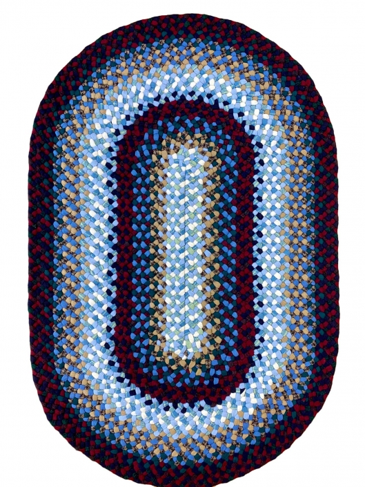 3'8" Hexagon Wool Braided Rug Country Braid House