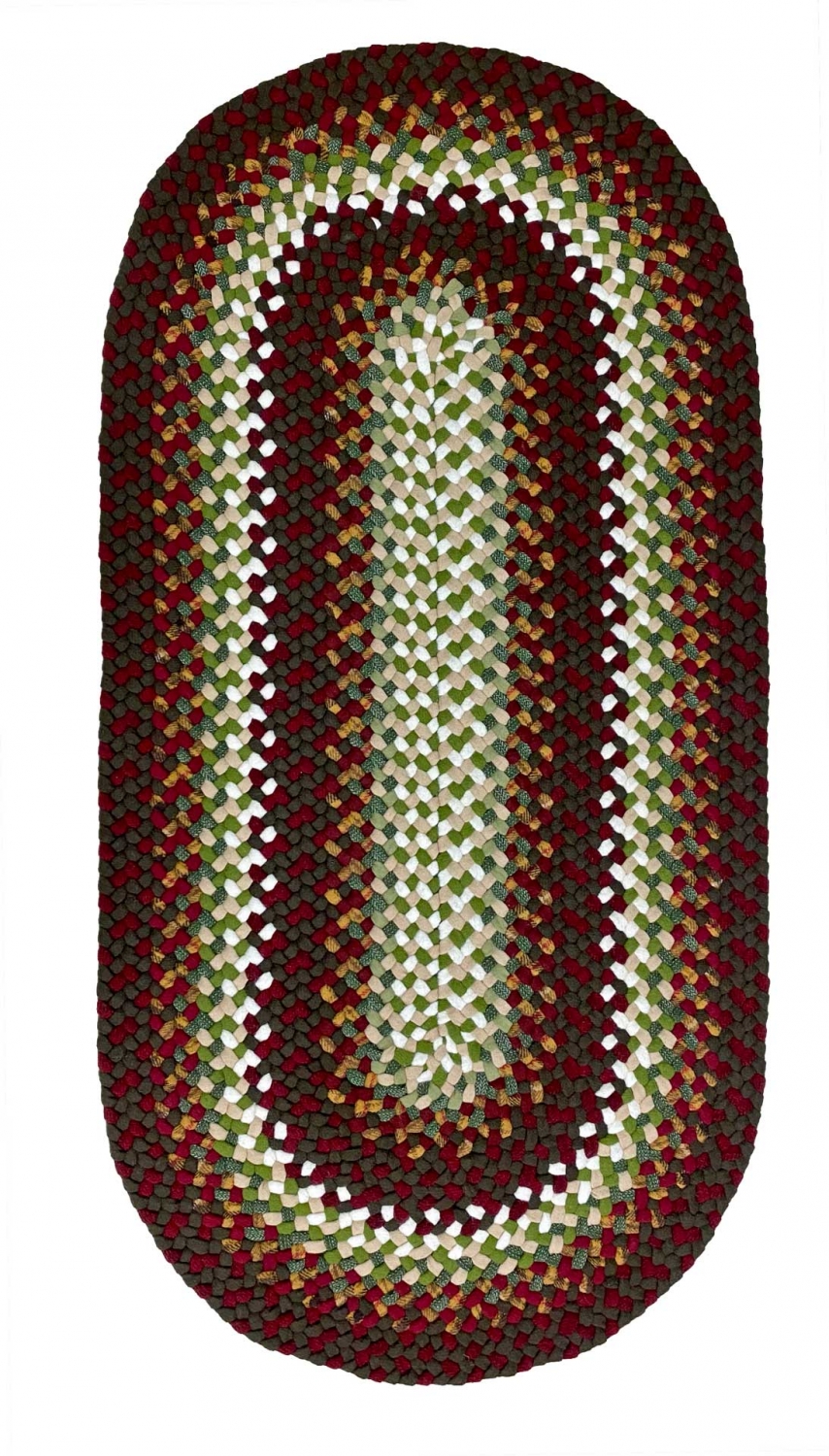 3'8" Hexagon Wool Braided Rug Country Braid House