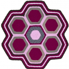 4′ Multi-Hex Flower Wool Braided Rug