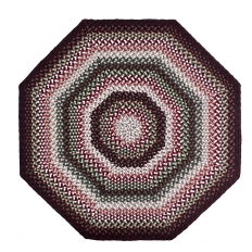 5’1″ Earth Tone Octagon Wool Braided Rug