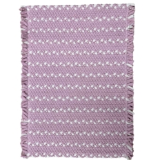 2′ x 2’10” Pink & White Fringe Rectangle Wool Braided Rug