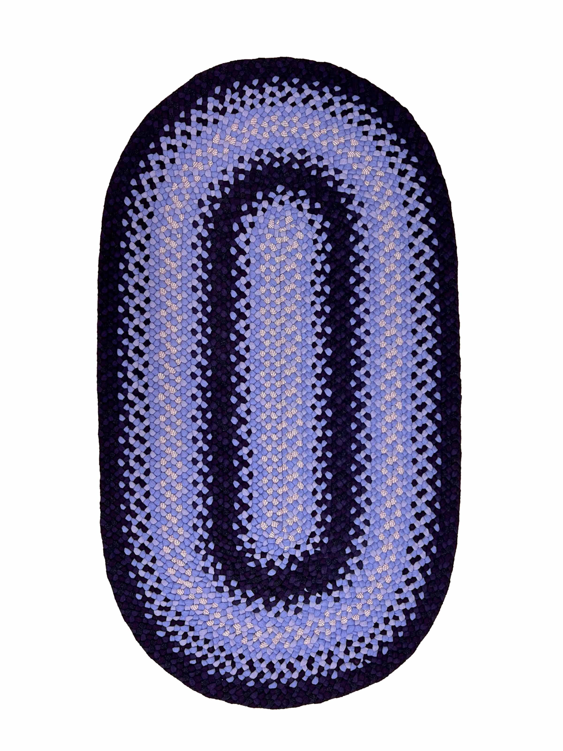 2' x 3'6 Purple Oval Wool Braided Rug