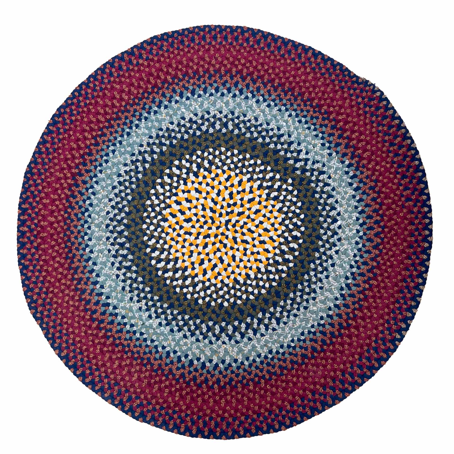 3'8" Round Used Handmade Braided Rug